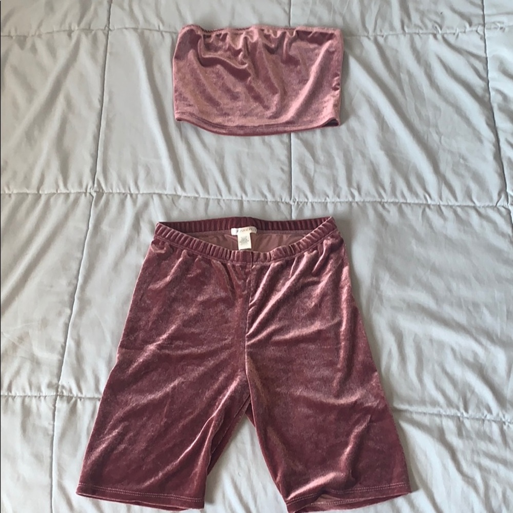 Velour Biker Shorts Set